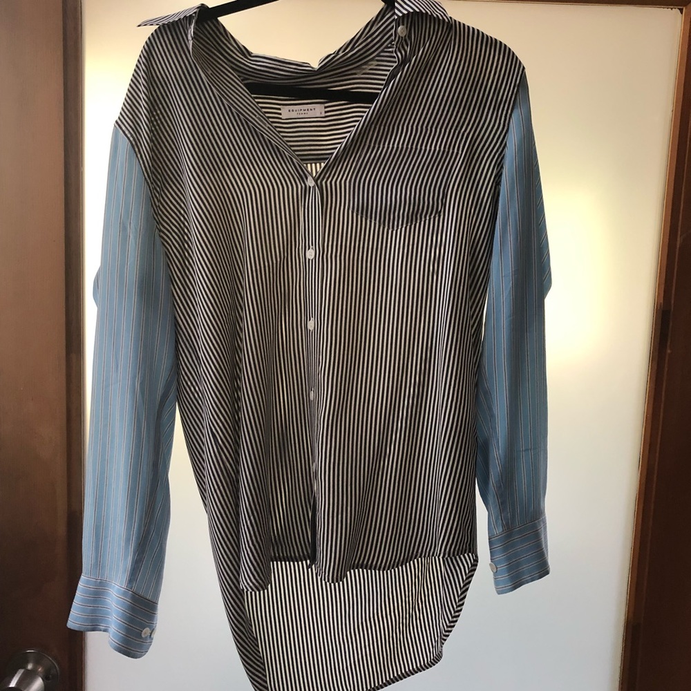 Two tone striped Equipment silk button down